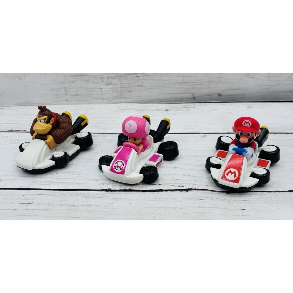 McDonald's Mario Kart Toy Figure Cars Plastic Racers Lot Mario Toad Donkey kong
